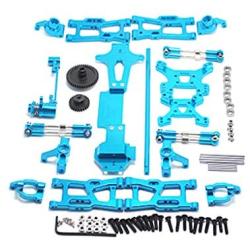 Gravo for WLtoys 1:14 144001 RC Car Full Upgrade Spare Parts Metal C Seat Steering Cup Swing Arm Central Drive Shaft,Blue