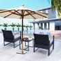 Viewee 3 Pieces Patio Rattan Sets, Modern Outdoor Furniture with 2 PE Rattan Chairs, 2 Thicker Cushions and 1 Square Metal Side Table for Indoor and Outdoor Porches, Decks and Balconies