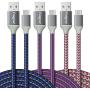 USB to USB C Cable 10ft, Fasgear 3 Pack Long Type C Cable Nylon Braided Fast Charging Compatible with Galaxy Note 8 9 S8/S9/S10/S10+, LG V20/G6 and More (Blue/Purple/Pink)