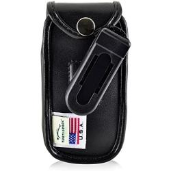 Turtleback Fitted Case Compatible with Kyocera Cadence Flip Phone Executive Black Leather Case with Rotating Ratcheting Belt Clip - Made in USA