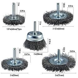 TILAX Wire Brush Wheel Cup Brush Set 6 Piece, Wire Brush for Drill 1/4 Inch Arbor 0.012 Inch Coarse Carbon Steel Crimped Wire Wheel for Cleaning Rust, Stripping and Abrasive, for Drill Attachment