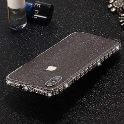 iPhone 7 Plus Diamond Bumper for Women, DMaos Sparkly Rhinestone Metal Bumper with Front and Back Glitter Sticker, Luxury for iPhone 7+ 5.5 inch - Black