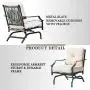 Festival Depot 2 of Outdoor Patio Bistro ArmChairs with Cushions Set Premium Fabric Metal Frame Furniture Set Garden Dining Seating Chair Thick & Soft Cushions (Beige)