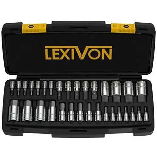 LEXIVON Master HEX Bit Socket Set, Premium S2 Alloy Steel | Complete 32-Piece, SAE and Metric Set | Enhanced Storage Case (LX-144)