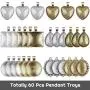 Anezus 60Pcs Pendant Trays, Bezel Pendant Trays Blanks with Glass Cabochons for Pendants Making and Jewelry Making, 5 Styles