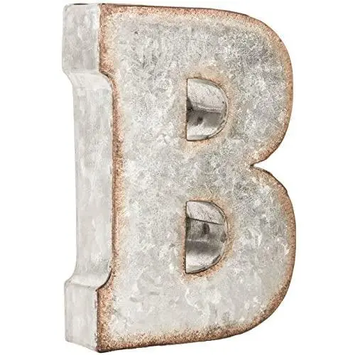 Galvanized Metal 3D Letter B Galvanized Metal 3D Letter B