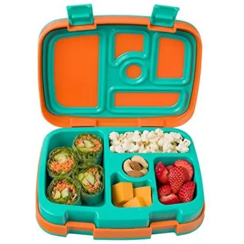Bentgo Kids Brights – Leak-Proof, 5-Compartment Bento-Style Kids Lunch Box – Ideal Portion Sizes for Ages 3 to 7 – BPA-Free and Food-Safe Materials (Orange)