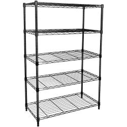 Simple Deluxe HKSHLF29146105G Heavy Duty 5-Shelf Shelving Unit, 29'' D x 14''W x 61'' H, 5 Tier, Black