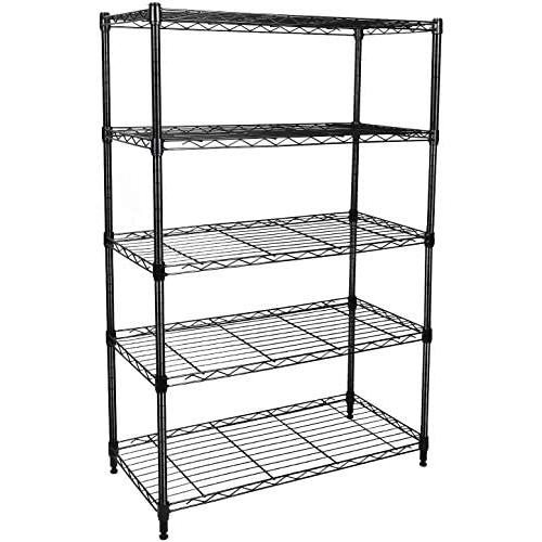 Simple Deluxe HKSHLF29146105G Heavy Duty 5-Shelf Shelving Unit, 29'' D x 14''W x 61'' H, 5 Tier, Black