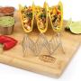 Taco Holders Set of 2 Premium Stainless Steel Stackable Stands, Each Rack Holds 2 or 3 Hard or Soft Tacos, Five Styles Available By 2lbDepot