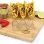 Taco Holders Set of 2 Premium Stainless Steel Stackable Stands, Each Rack Holds 2 or 3 Hard or Soft Tacos, Five Styles Available By 2lbDepot Taco Holders Set of 2 Premium Stainless Steel Stackable Stands, Each Rack Holds 2 or 3 Hard or Soft Tacos, Five Styles Available By 2lbDepot