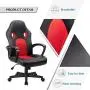 Furmax Office Chair Leather Desk Gaming Chair, High Back Ergonomic Adjustable Racing Chair,Task Swivel Executive Computer Chair Headrest and Lumbar Support (Red)