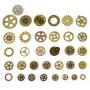 LolliBeads 120 Gram Antiqued Bronze Metal Skeleton Steampunk Watch Gear Cog Wheel Sets( 80pcs)