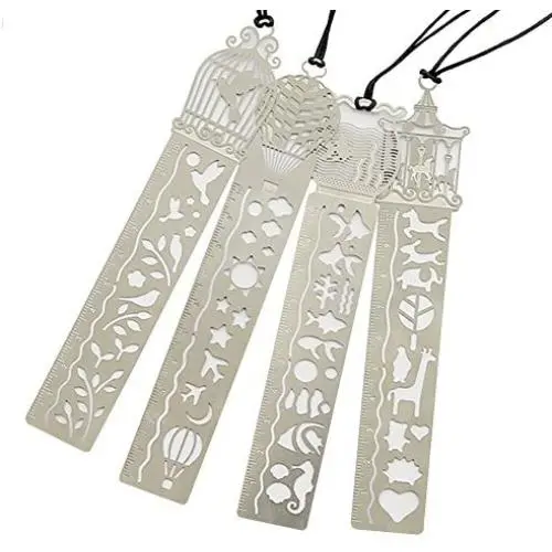 Petift Metal Bookmark Ruler Set of 4,Stainless Steel Hollow Cute Drawing Template Painting Stencil for Art Craft/DIY Photo Album/Notebook/Diary, Great Gift for Kids Students Writer and Reader Petift Metal Bookmark Ruler Set of 4,Stainless Steel Hollow Cute Drawing Template Painting Stencil for Art Craft/DIY Photo Album/Notebook/Diary, Great Gift for Kids Students Writer and Reader