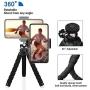 MAEXUS Camera Flexible Tripod, Phone Tripod with Bluetooth Remote and Universal Clip, 360° Adjustable Mini Travel Tripod Portable Camera Stand Holder for Android Selfie SLR Sports Camera