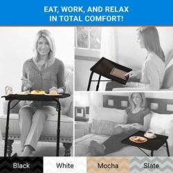 Table Mate II Folding TV Tray Table and Cup Holder with 6 Height and 3 Angle Adjustments The Original TV Tray (White)