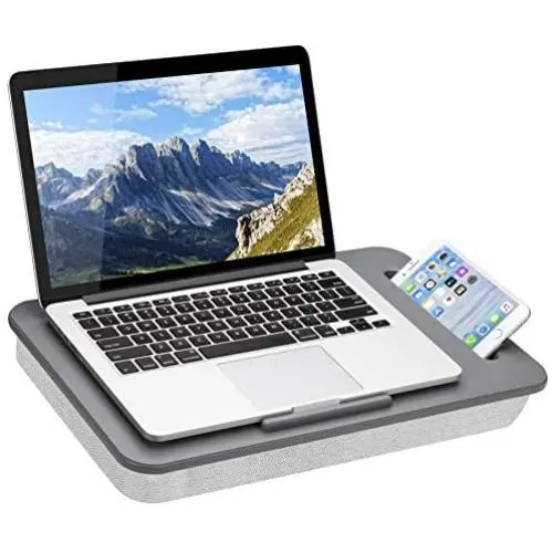 LapGear Sidekick Lap Desk with Device Ledge and Phone Holder - Gray - Fits Up to 15.6 Inch Laptops - Style No. 44215