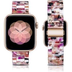 LINXUXIE Compatible with Apple Watch Bands 38mm/40mm,Resin Band Replacement Strap for Women Man with Stainless Steel Buckle for iWatch Series 6/5/4/3/2/1 Wristband (Flower Sea, 38/40mm)