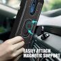 TJS Phone Case Compatible with LG K40/K12 Plus/X4/Solo LTE/Harmony 3/Xpression Plus 2 [Full Coverage Tempered Glass Screen Protector] Aluminum Ring Magnetic Support Built-in Metal Plate Back (Blue)