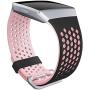 SKYLET Bands Compatible with Fitbit Ionic, Soft Silicone Breathable Replacement Wristband Compatible with Fitbit Ionic Smart Watch with Buckle (Black-Pink, Small)