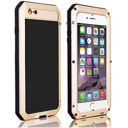 iPhone 6s Plus Case,Heavy Duty Shockproof [Tough Armour] Water Resistant Metal Aluminum Alloy Case with Silicone Built-in Screen Dual Layer Protector for Apple iPhone 6 Plus - Gold