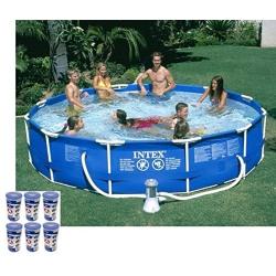 Intex 12ft x 30in Metal Frame Round Swimming Pool Set 530 GPH Pump & 6 A Filters