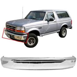 MBI AUTO - Chrome, Steel Front Bumper Face Bar for 1992-1996 Ford F150 & Bronco W/Out Pad Holes 92-96, FO1002236