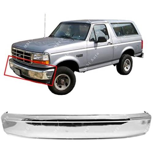 MBI AUTO - Chrome, Steel Front Bumper Face Bar for 1992-1996 Ford F150 & Bronco W/Out Pad Holes 92-96, FO1002236