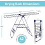 Bartnelli Laundry Drying Rack for Clothes - Heavy Duty Stainless-Steel Adjustable Gullwing Drying Rack Stand - Foldable and Space Saving, Indoor-Outdoor, Lightweight, with Hooks to Dry Shoes
