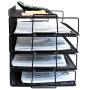 LUCYCAZ Stackable Paper Tray 4 Tier Document Desk Organizer Metal Mesh File Holder for Home Office School Black