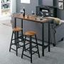 Mr IRONSTONE Bar Table, 47” Rectangular Kitchen Pub Dining Coffee Table High Writing Computer Table, for Narrow Space, Living Room, Dining Room-Sturdy Metal Frame, Easy Assembly, Industrial Brown