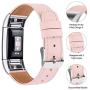 Meliya Leather Bands Compatible with Fitbit Charge 2 Bands for Women and Men, Adjustable Soft Leather Wristband with Metal Clasp for Fitbit Charge 2 (for 5.5''-8.1'' Wrists, Pink)