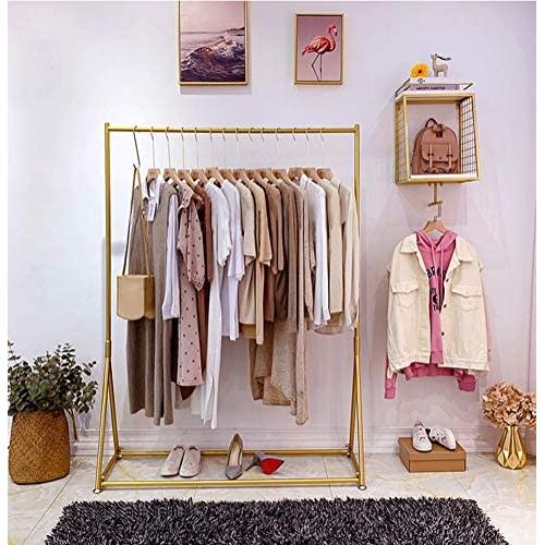 Heavy Duty Clothes Racks for Hanging Clothes Freestanding Clothing Rack Retail Display Metal Garment Hanger Rack for Storage Gold 59''