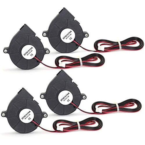 TOTOT 4PCS Cooling Blower Fan 5015 12V 0.18A 6000Rpm DC Industrial Cooling Turbo Fan 50x50x15mm 3D Printer Parts Mini Black Plastic Fans