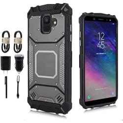 Compatible with Samsung Galaxy A6 2018, Feather Light Aluminum Metal Rugged Cover, Defender Case for Samsung Galaxy A6 SM-A600A 2018 [Value Bundle] (Grey)