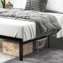 Einfach Rustic Platform Metal Bed Frame with Wooden Headboard and Footboard/Mattress Foundation with Strong Slat Support/No Box Spring Needed/Easy Assembly,Full