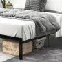 Einfach Rustic Platform Metal Bed Frame with Wooden Headboard and Footboard/Mattress Foundation with Strong Slat Support/No Box Spring Needed/Easy Assembly,Full Einfach Rustic Platform Metal Bed Frame with Wooden Headboard and Footboard/Mattress Foundation with Strong Slat Support/No Box Spring Needed/Easy Assembly,Full