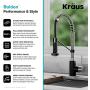 Kraus KPF-1610SFSMB Bolden 18-Inch Commercial Kitchen Faucet with Dual Function Pull-Down Sprayhead in All-Brite Finish, Spot Free Stainless Steel/Matte Black