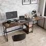 Nost & Host Switchable 59’’ L Shaped Corner Computer Desk with Free Monitor Stand & Headphone Rack, 94.5’’ 2 Person Extra Long Working Desk with Shelves, Home Office Gaming Table, Rustic Brown & Black Nost & Host Switchable 59’’ L Shaped Corner Computer Desk with Free Monitor Stand & Headphone Rack, 94.5’’ 2 Person Extra Long Working Desk with Shelves, Home Office Gaming Table, Rustic Brown & Black
