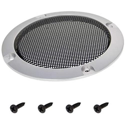 Fielect 3inches Speaker Grill Mesh Decorative Circle Subwoofer Guard Protector Cover Audio Accessories Grey Metal Trim 1Pcs