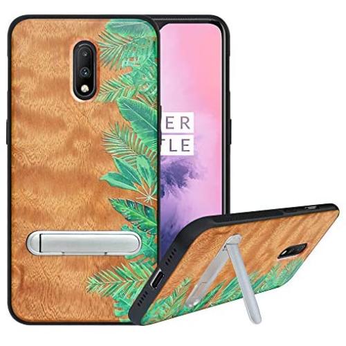 HHDY Compatible with Oneplus 6t Case, Rainforest Design with Metal Kickstand Anti-Fingerprint Protective Phone Case Cover for Oneplus 7