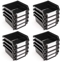 KEILEOHO 15 Pack Parts Storage Bins, 3.5 x 3.5 x 1.8 Inch, Apply to Metal Louvered Panel System,Made of Antistatic Plastic, Hanging Stacking Containers for Workbench, Garage, Craft Room, Tool Sheds