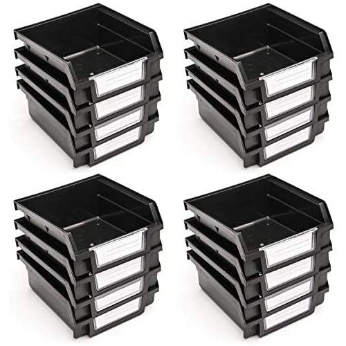 KEILEOHO 15 Pack Parts Storage Bins, 3.5 x 3.5 x 1.8 Inch, Apply to Metal Louvered Panel System,Made of Antistatic Plastic, Hanging Stacking Containers for Workbench, Garage, Craft Room, Tool Sheds