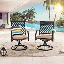 LOKATSE HOME Outdoor Patio Dinning Swivel Chairs Rocker Set of 2 Metal for Garden Backyard Furniture, 2, Beige