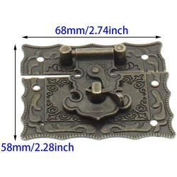 FDXGYH Antique Bronze Rectangular Hasp Latch Vintage Box Corner Protectors and Engraved Style Hinge with Matching Screws for Repair and Decorative Wooden Storage Box