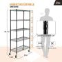 EFINE USA 5-Shelf Shelving Units and Storage on 3 Wheels, Adjustable Heavy Duty Carbon Steel Wire Shelving Unit for Garage, Kitchen, Office (30W x 14D x 63.7H)