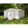 Arrow Oakbrook High Gable Steel Storage Shed, Eggshell/Taupe, 10 x 14 ft.
