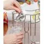 Outdoor Glass Beverage Dispenser with Sturdy Metal Base, Stainless Steel Spigot & Hanging Chalkboard - Drink Dispenser for Lemonade, Tea, Cold Water & More