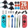 Joycon Joystick Replacement(4 Pack), Switch Analog Stick Parts for Switch Joycon, Joycon Repair Kit Include 4 Thumb 3D Sticks, 4 Metal Buckles, 2 Screwdriver, Pry Tool, 6 Thumbstick Grips Joycon Joystick Replacement(4 Pack), Switch Analog Stick Parts for Switch Joycon, Joycon Repair Kit Include 4 Thumb 3D Sticks, 4 Metal Buckles, 2 Screwdriver, Pry Tool, 6 Thumbstick Grips