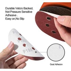 S SATC 72 PCS 5 Inch 8 Hole Hook and Loop Adhesive Sanding Discs Sandpaper for Random Orbital Sander 40 60 80 120 180 240 320 grits